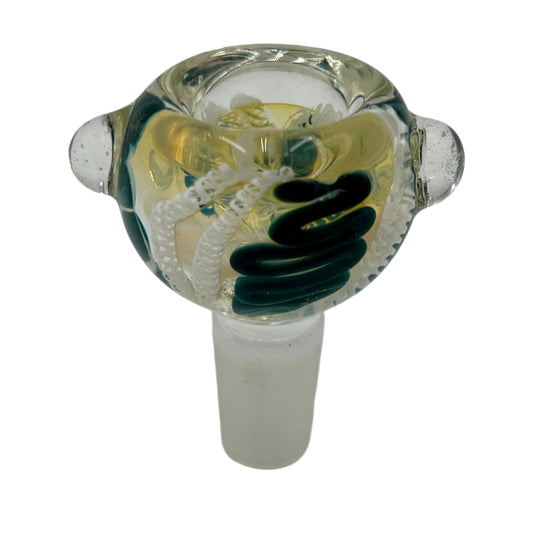 14mm Male Hand Blown Fumed Wigwag Glass Bowl