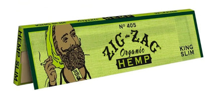 Zig-Zag Organic King Size Slim Hemp Papers (Booklet or Case)  - Available with our custom "Smoker" OrganitipS