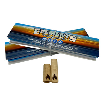 Elements Ultra Thin Rice Papers - Connoisseur King Size Slim Rolling Papers & Tips - 33 Leaves Per Pack - Sugar Gum