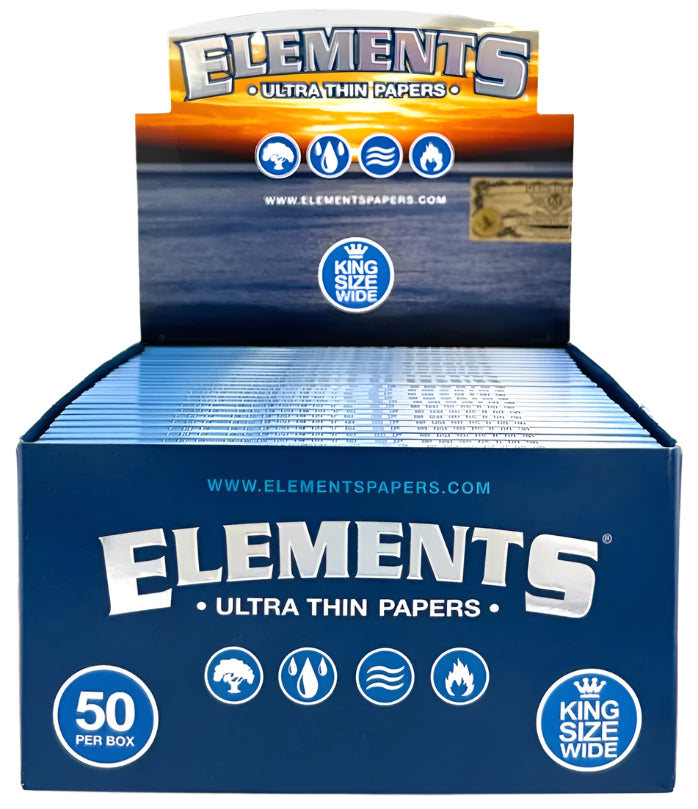 Elements - King Size Wide - Ultra Thin - Rolling Paper (33 Sheets / 50 Booklets) - Available with our custom Element OrganitipS