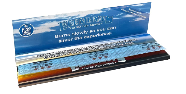 Elements - King Size Wide - Ultra Thin - Rolling Paper (33 Sheets / 50 Booklets) - Available with our custom Element OrganitipS