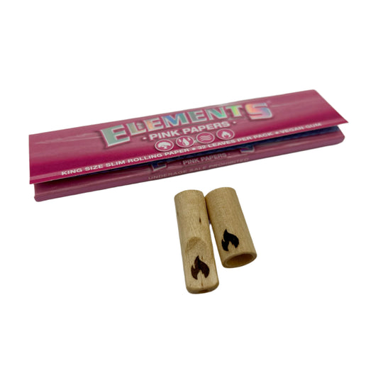 Elements Pink King Size Slim Rolling Paper (32 Leaves Per Book/50 Booklets per Case) - Available with our custom Element OrganitipS