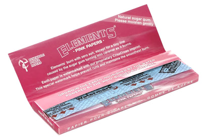 Elements Pink 1 1/4 Rolling Papers (50 Leaves Per Book/25 Booklets per Display) - Available with our custom Element OrganitipS