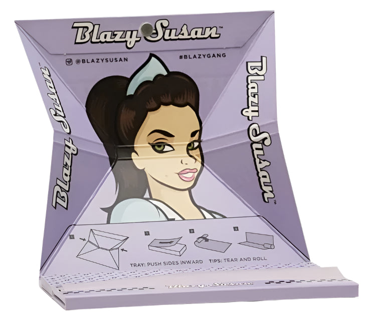 Pink or Purple Blazy Susan King Size Slim Rolling Papers + Tips + Tray - Available with our custom "Silhouette" OrganitipS