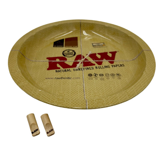 Raw 12" Round Metal Rolling Tray - Available with our custom RAW OrganitipS