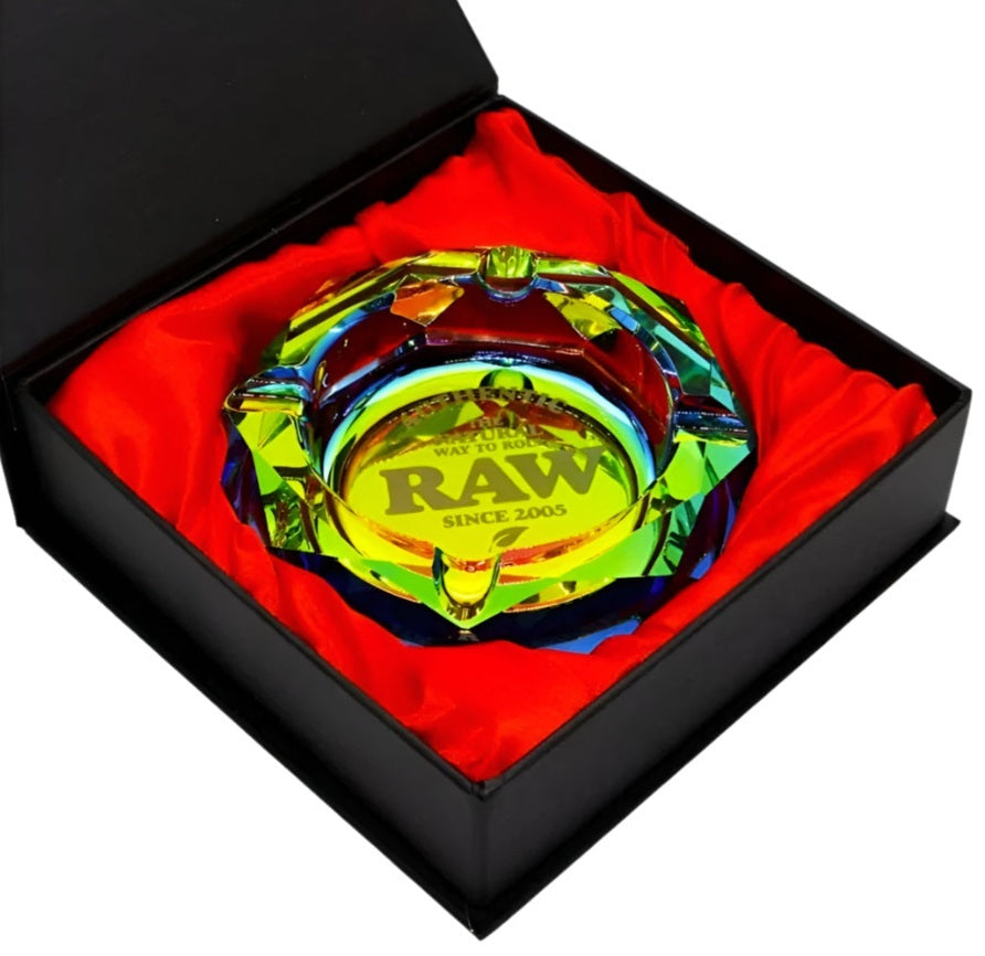 Raw Crystal AshTray - Rainbow - Solid Glass - Available with Custom RAW OrganitipS