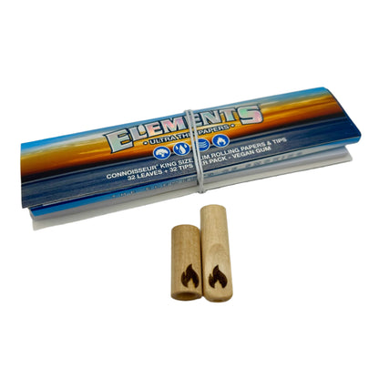 Elements Ultra Thin Rice Papers - Connoisseur King Size Slim Rolling Papers & Tips - 33 Leaves Per Pack - Sugar Gum