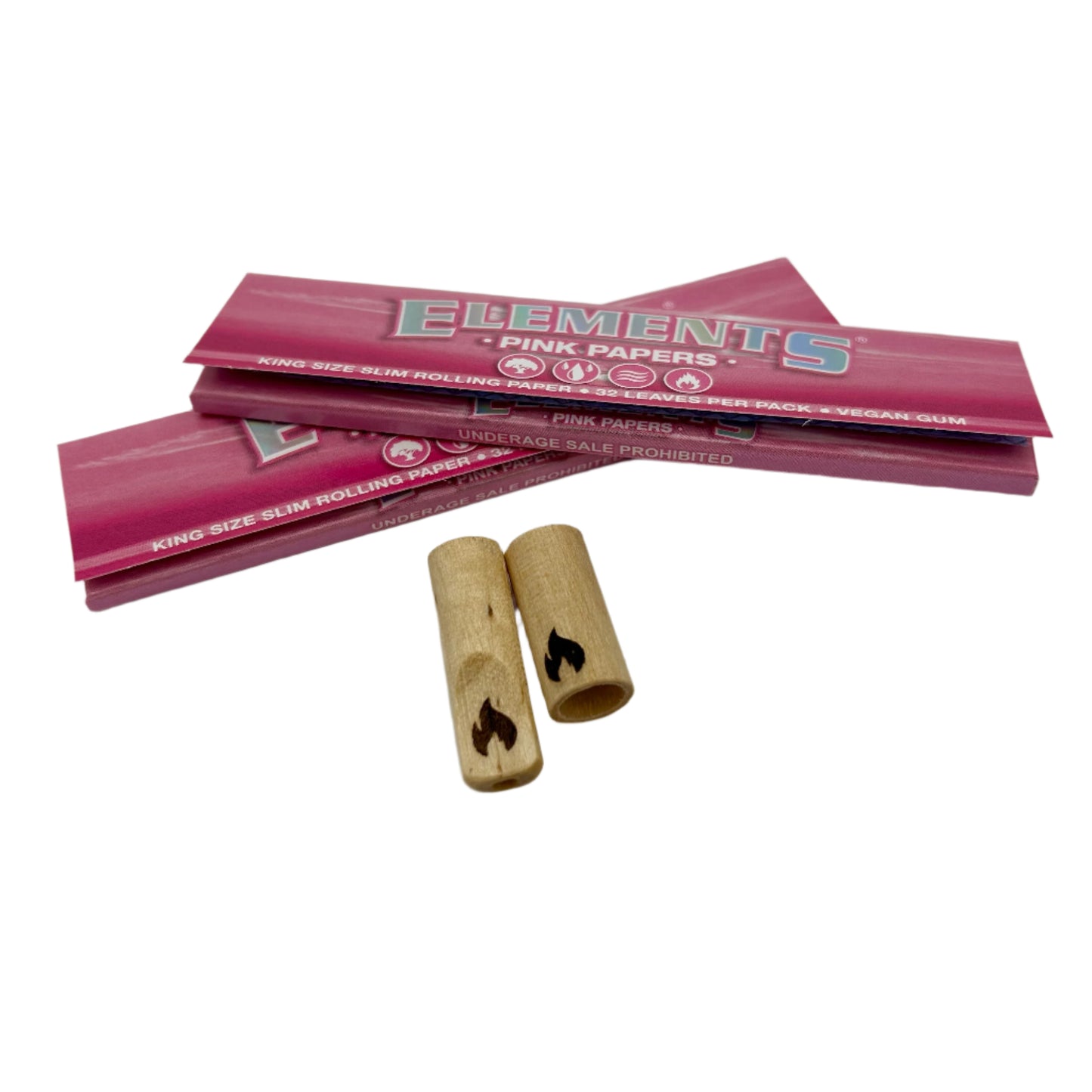 Elements Pink King Size Slim Rolling Paper (32 Leaves Per Book/50 Booklets per Case) - Available with our custom Element OrganitipS