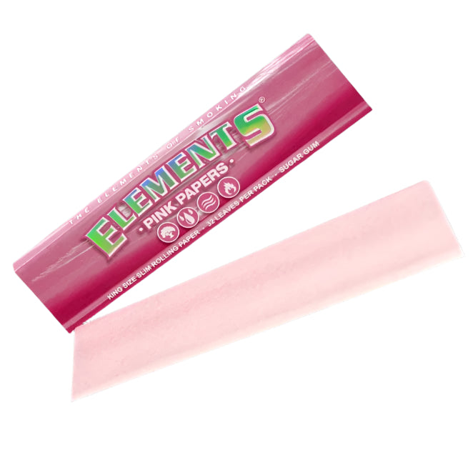 Elements Pink King Size Slim Rolling Paper (32 Leaves Per Book/50 Booklets per Case) - Available with our custom Element OrganitipS