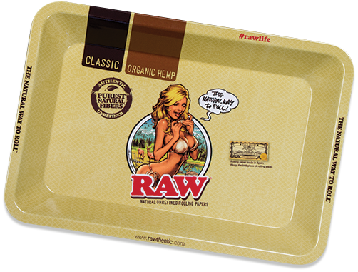 RAW Girl Classic Metal Rolling Tray - Mini Size