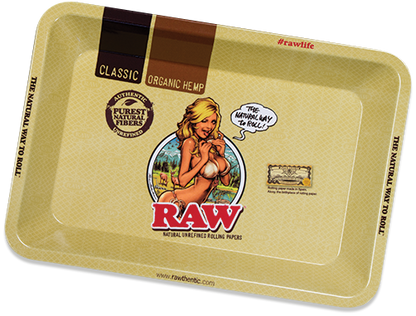 RAW Girl Classic Metal Rolling Tray - Mini Size