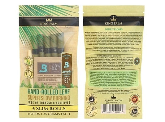 King Palm - Slim Rolls - 5 Pack with Boveda