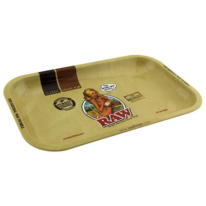 RAW Girl Classic Metal Rolling Tray - Mini Size