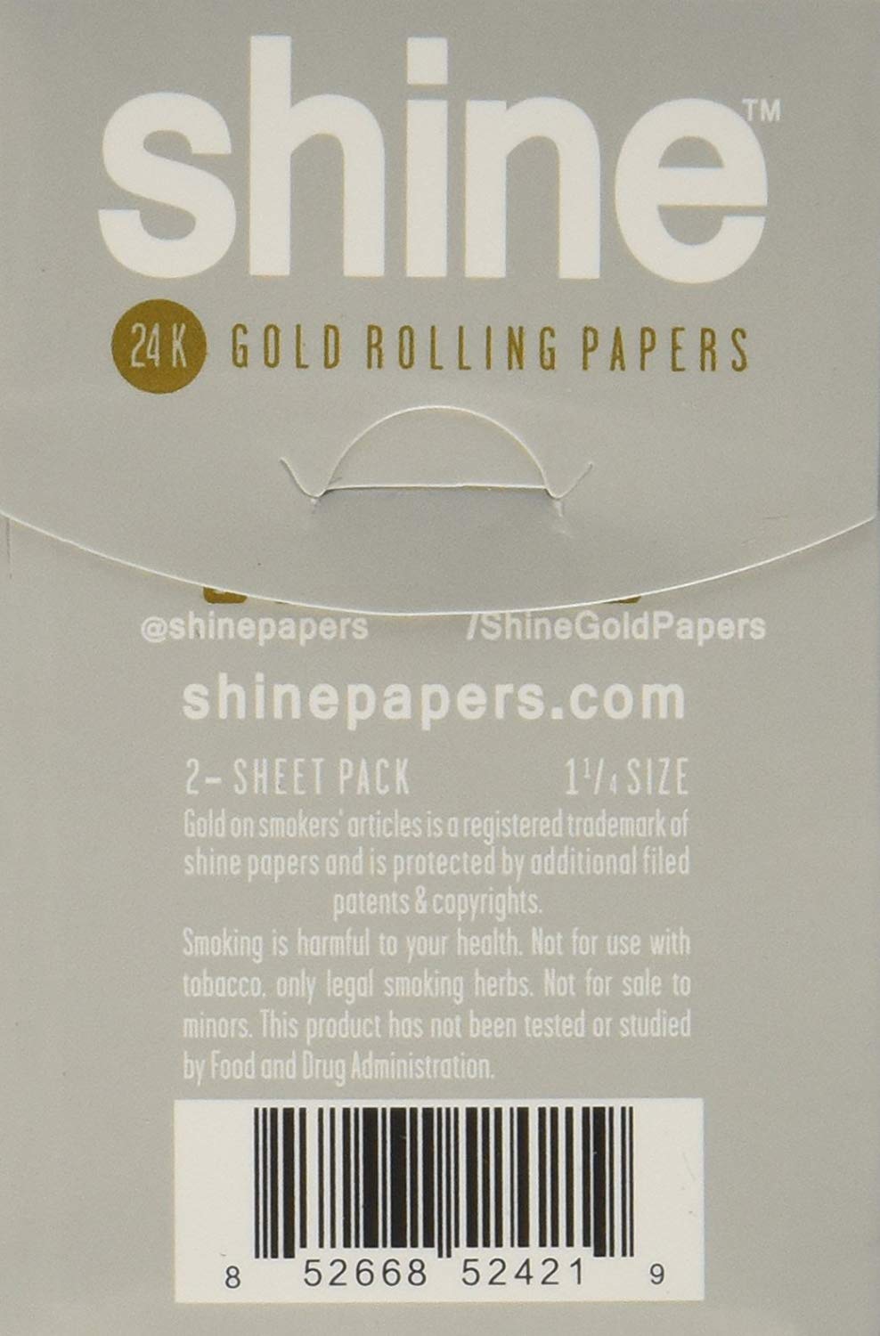 Shine 1 1/4" Size 2 Sheet Pack Gold Rolling Paper